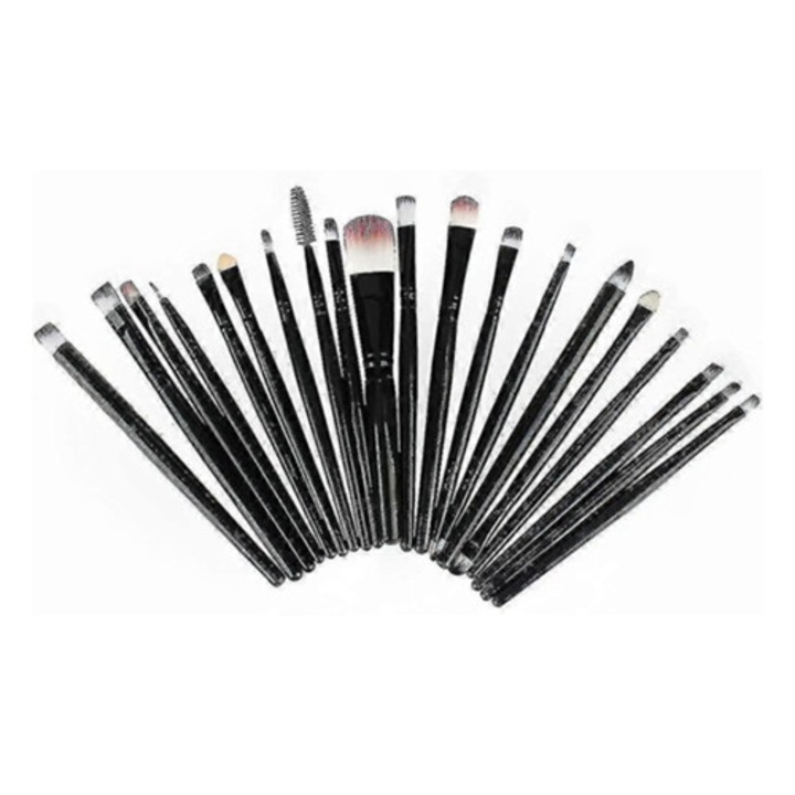 Set aplicatoare si pensule machiaj, 20 bucati, roz, Rosewell 2024