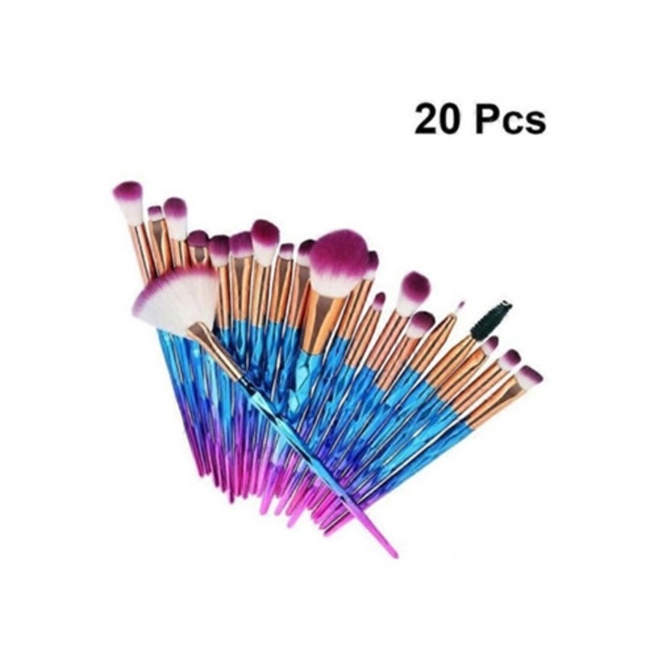 Set 20 pensule machiaj Unicorn Rosewell, multicolor