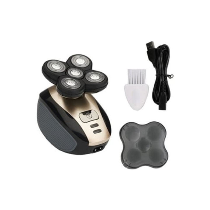 Ras electric multifunctional, 5 capete 4D, reincarcabil USB, impermeabil