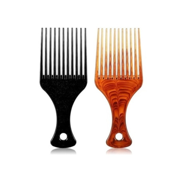 Set de 2 piepteni afro anti-statici, perie pentru par afro, dintat, multicolor