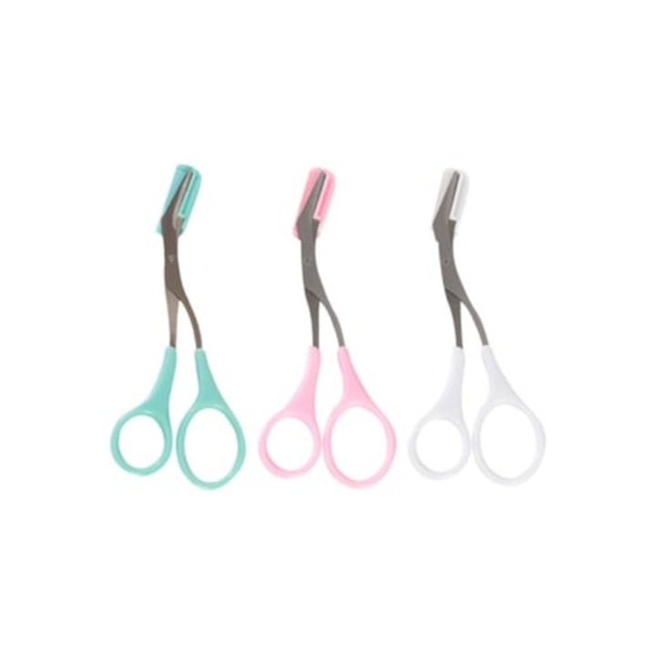 Set 3 foarfece pentru sprancene cu pieptene multicolor