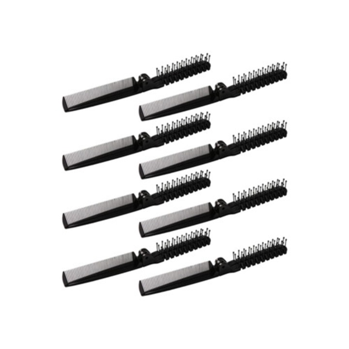 Set 8 Piese Perii de Par si Piepteni Plastice, Indreptator negru