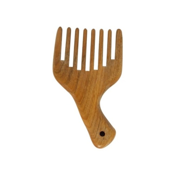 Pieptene din lemn de santal cu dinti largi pentru par cret