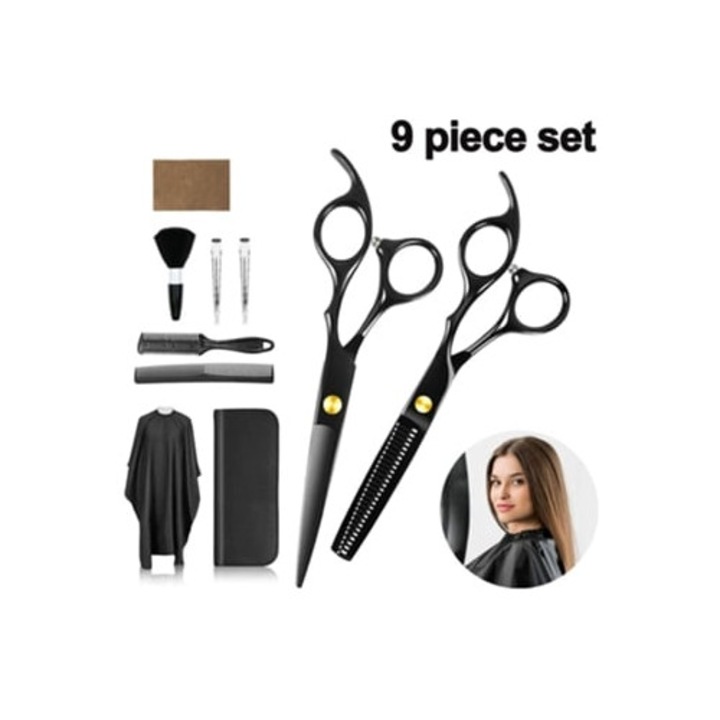 Set foarfece de tuns, inox colorat, foarfeca de texturare