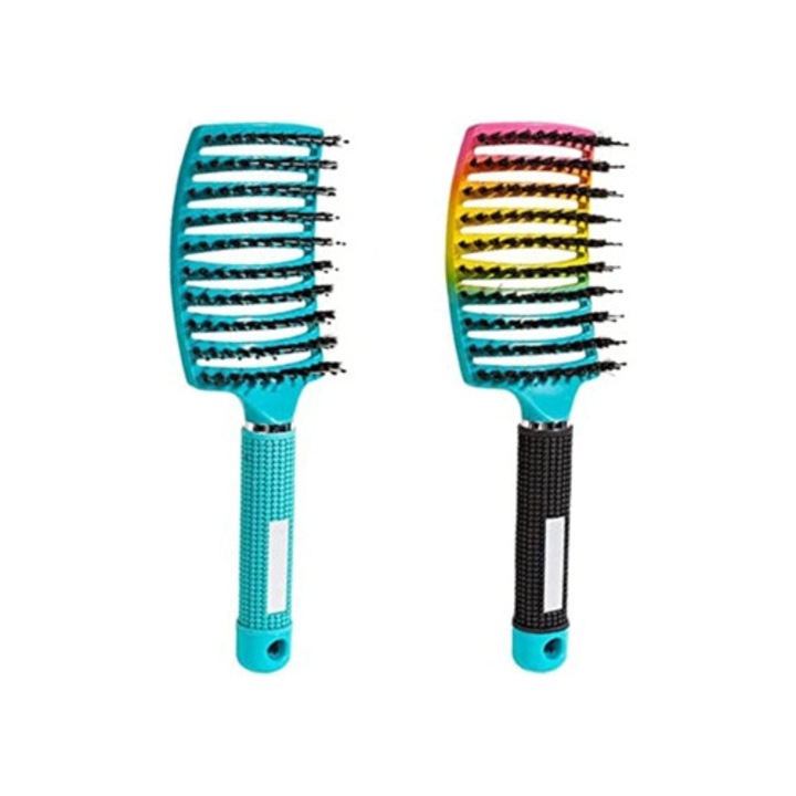 Perie de par Rescue, curbata si ventilata, pentru par umed sau uscat, unisex, pentru toate tipurile de par