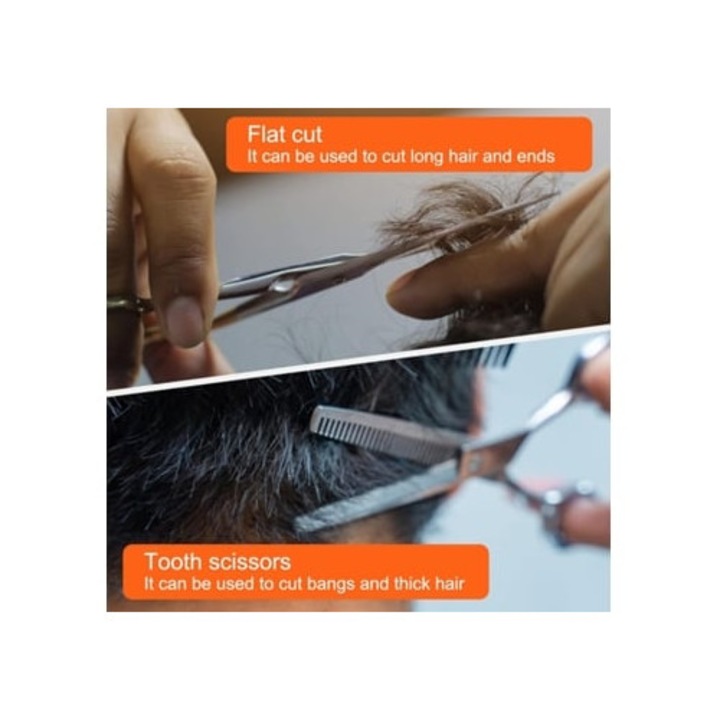 Set foarfece de tuns 2 piese, super ascutite, argintii