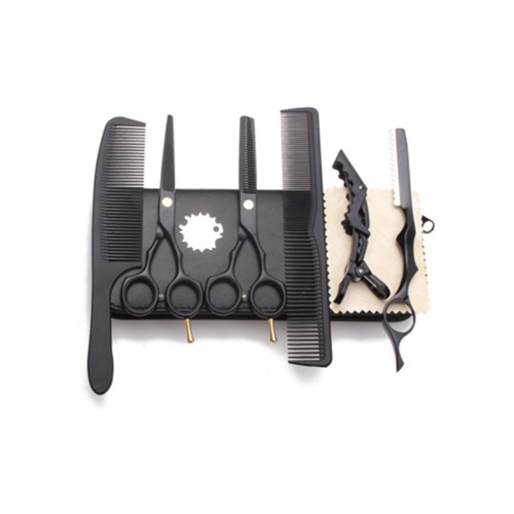 Set foarfeci de tuns 5.5 inch, subtiere si texturizare, pentru salon sau uz casnic