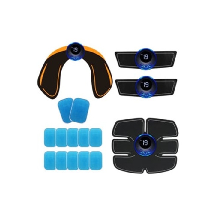 Комплект EMS коремен стимулатор 4 части, масажен апарат, USB, Aquaforge