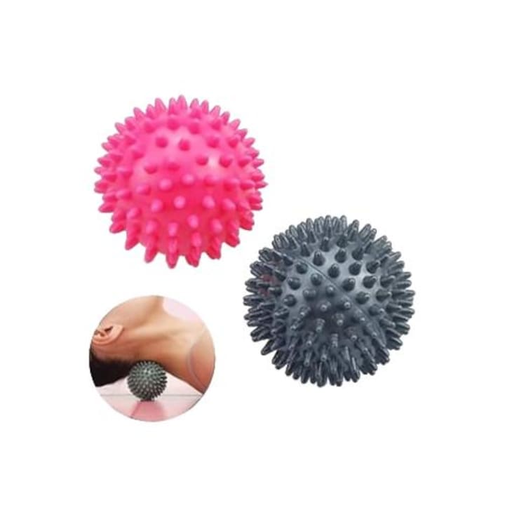 Set 2 mingi de masaj cu tepi, pentru fasciita plantara si masaj cervical