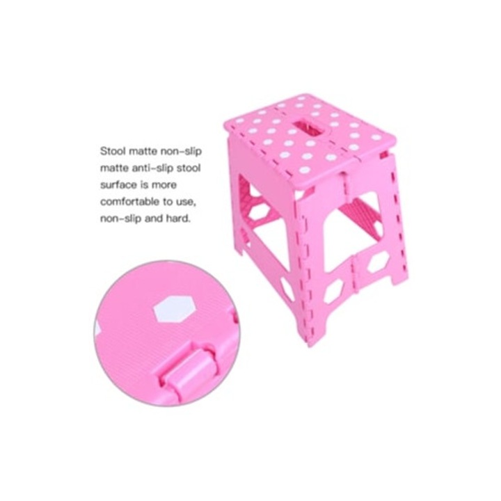 Scaun pliabil din plastic, banca de masaj portabila, roz, 28x52x39cm