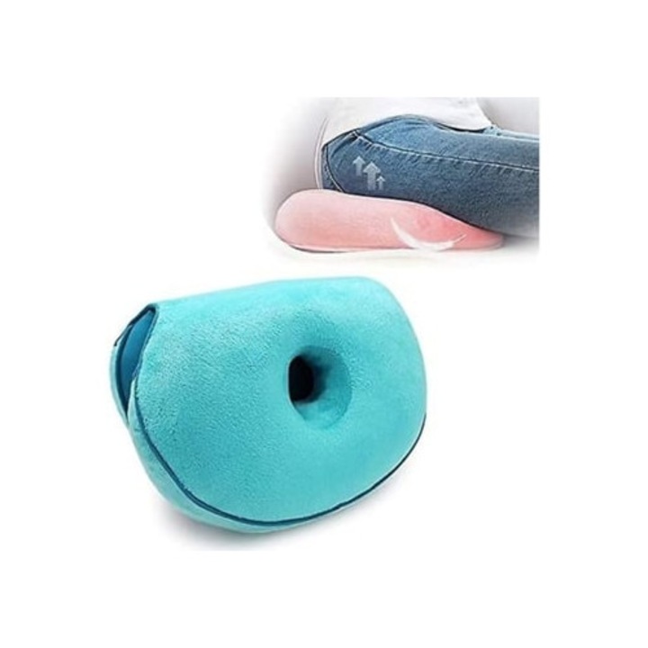 Perna multifunctionala din spuma cu memorie, Aquaforge, albastra, 40x40cm