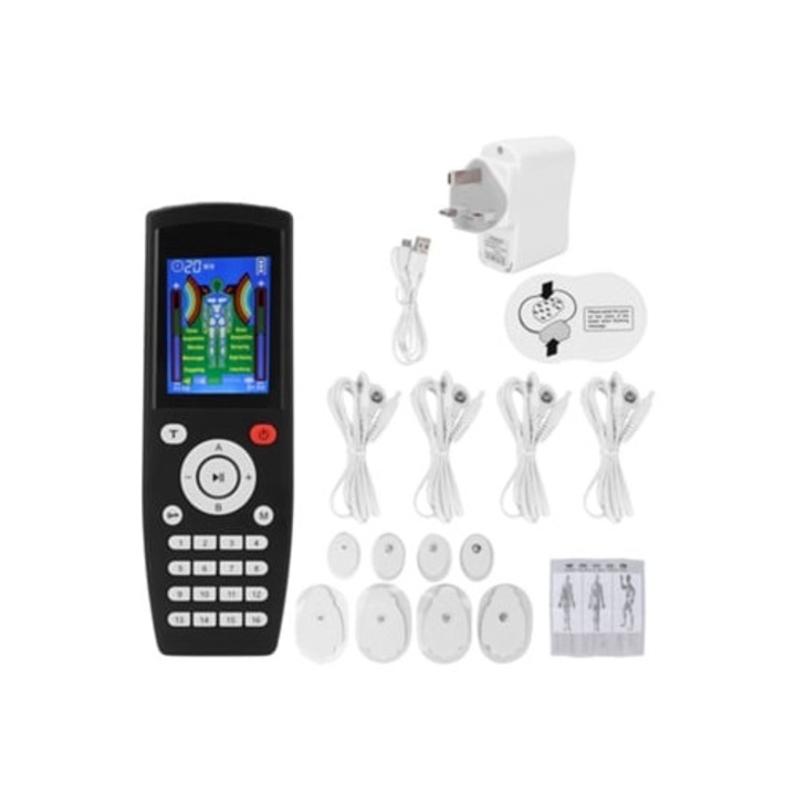 TENS masszázskészülék, 16 mód, 4 csatorna, újratölthető, 110x240v, Aquaforge