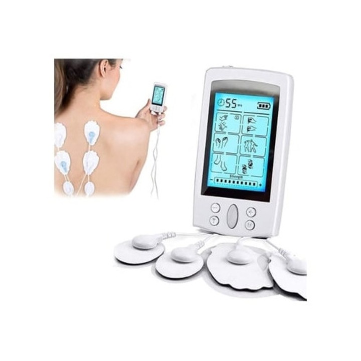 Aparat de masaj Electrostimulator, Aquaforge, Reincarcabil, 16 Programe, 20 Niveluri Intensitate, Alb