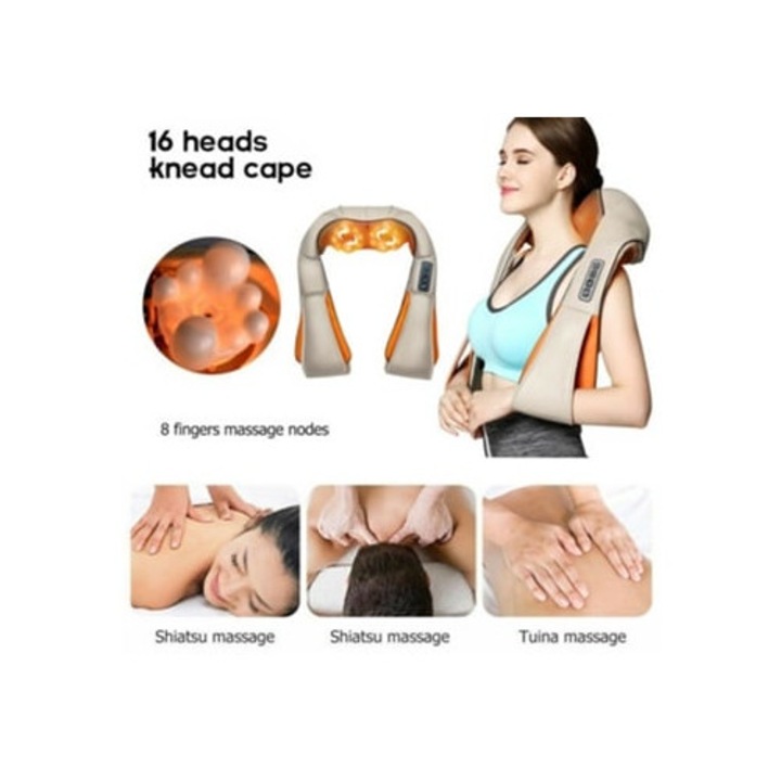 Електрически масажор за врат Aquaforge Shiatsu с вибрация и функция за нагряване