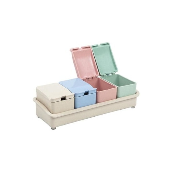 Set de borcane pentru condimente, organizare si stocare, multicolor