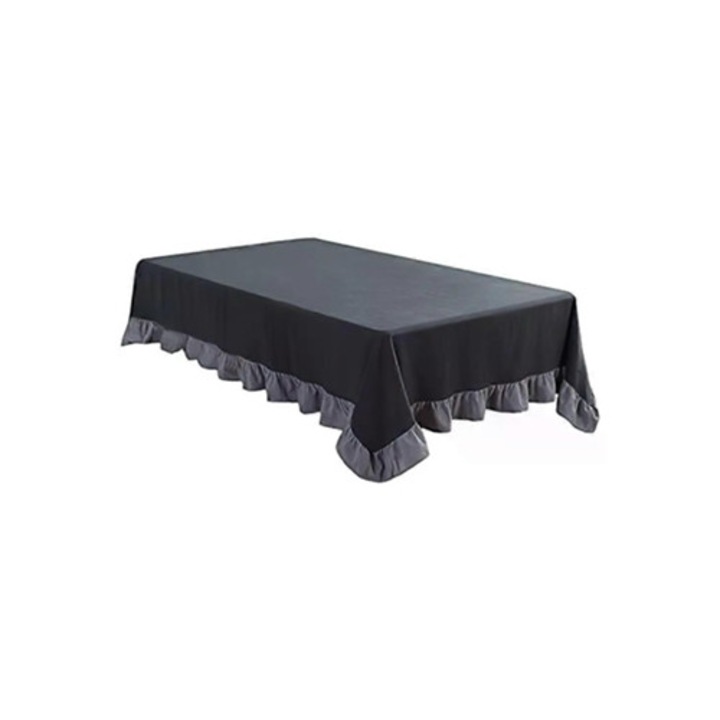 Tesatura din bumbac spalat cu bordura de lotus, 110x110cm, negru si gri, design moale si creponat