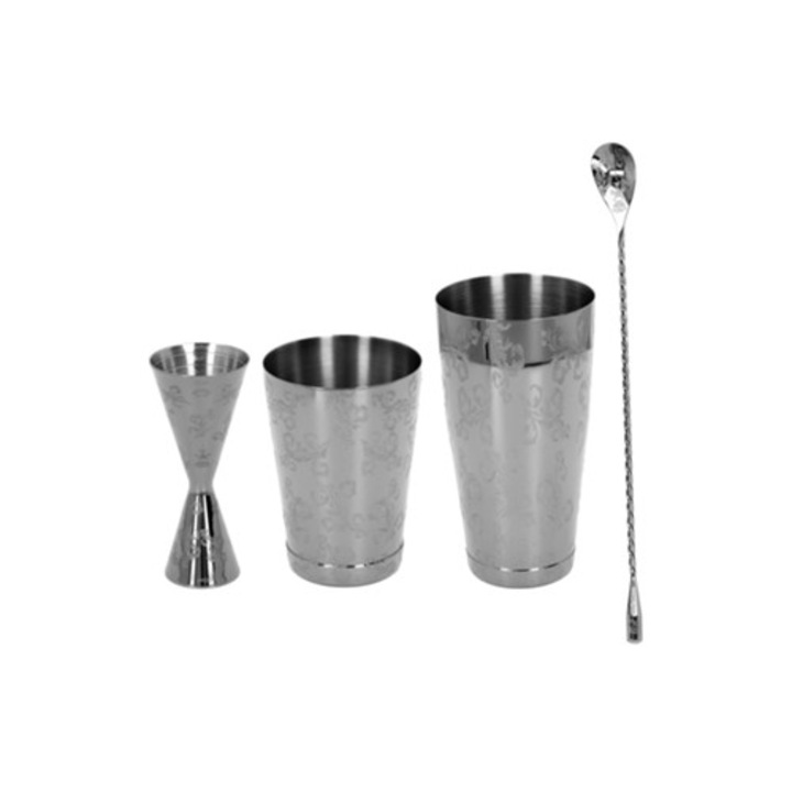 Set shaker Boston multifunctional din otel inoxidabil 304 cu imprimeu vintage, Aquaforge