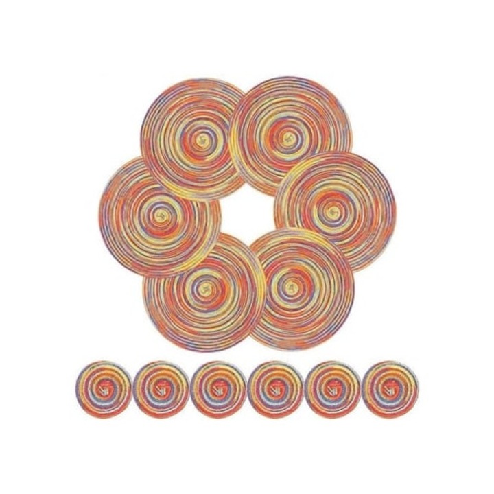 Set 6 servete de masa rotunde lavabile si rezistente la caldura, multicolor