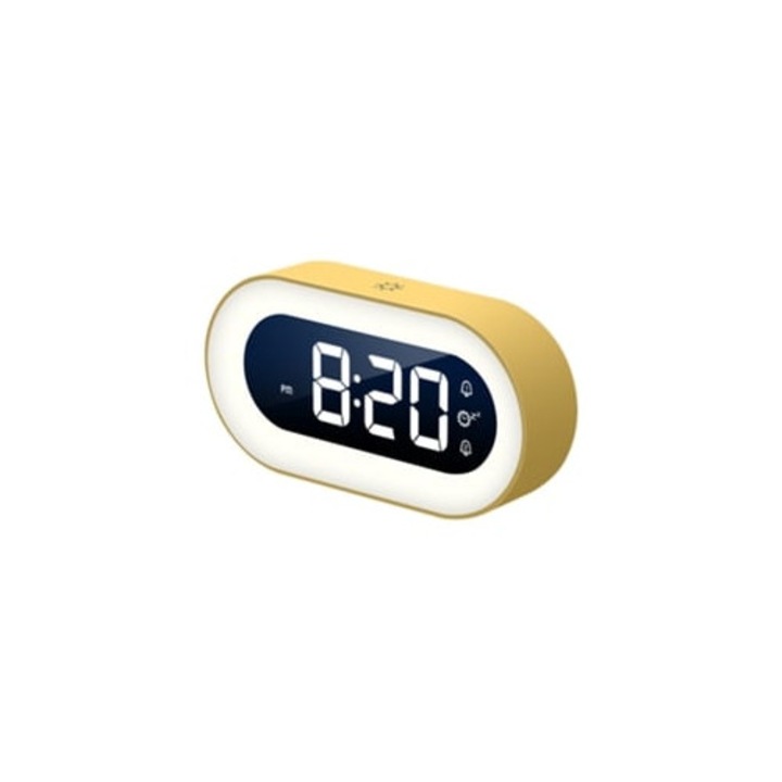 Ceas decorativ digital, functie snooze, lumina de noapte LED, galben