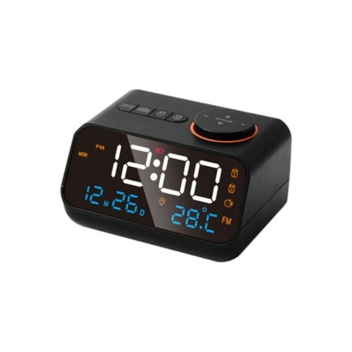 Мултифункционално радио с часовник, LED, FM, музика, презареждащо се