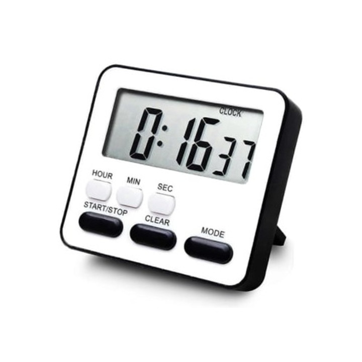 Cronometru de bucatarie, multifunctional, negru/alb