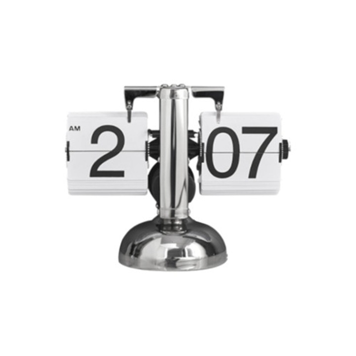 Ceas decorativ retro minimalist mecanic cu suport unic, pentru living, 30x15cm