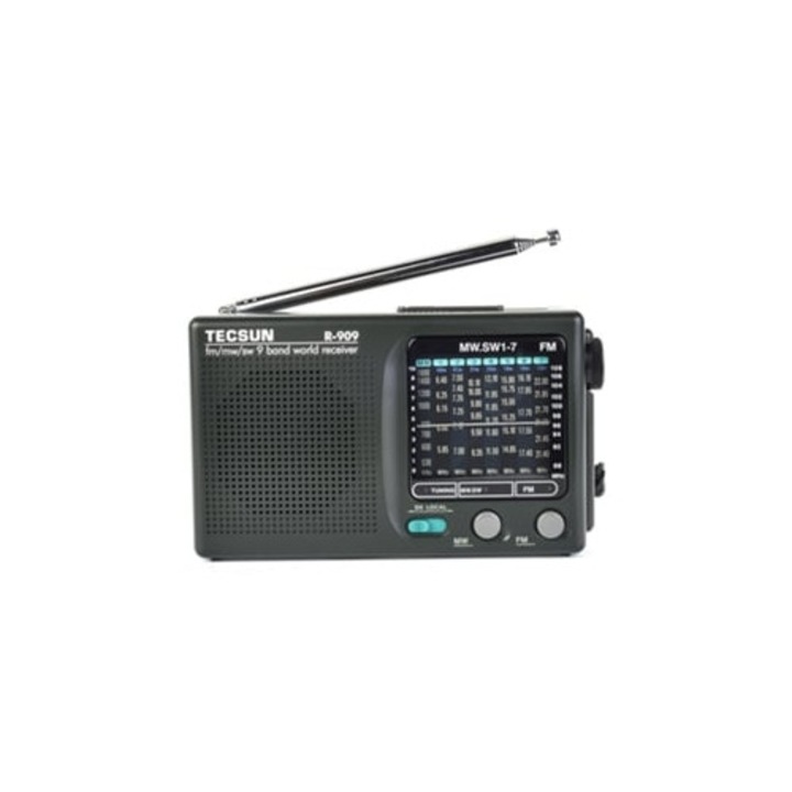 Radio portabil Tecsun, 9 benzi, FM/MW/SW