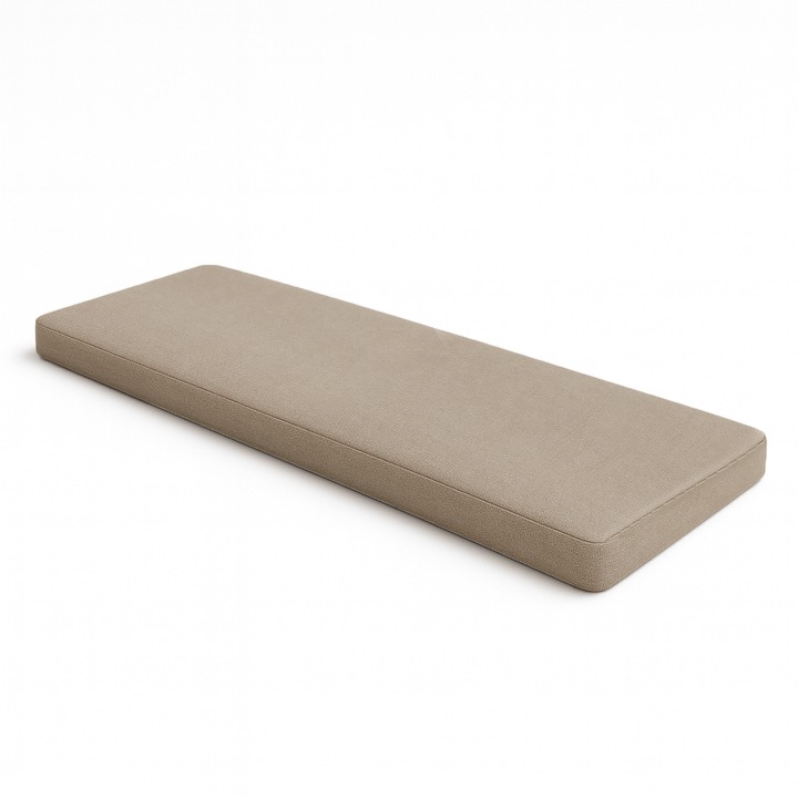 Възглавница За Пейка, Ferocity, 180x25x3 см, Бежов, Пълнеж От Силиконови Топчета За Комфорт И Еластичност, Свалящ Се Калъф, Дебел Пълнеж От 3 см, Опции За Закрепване Тапицерски Ленти Или Без Закрепване