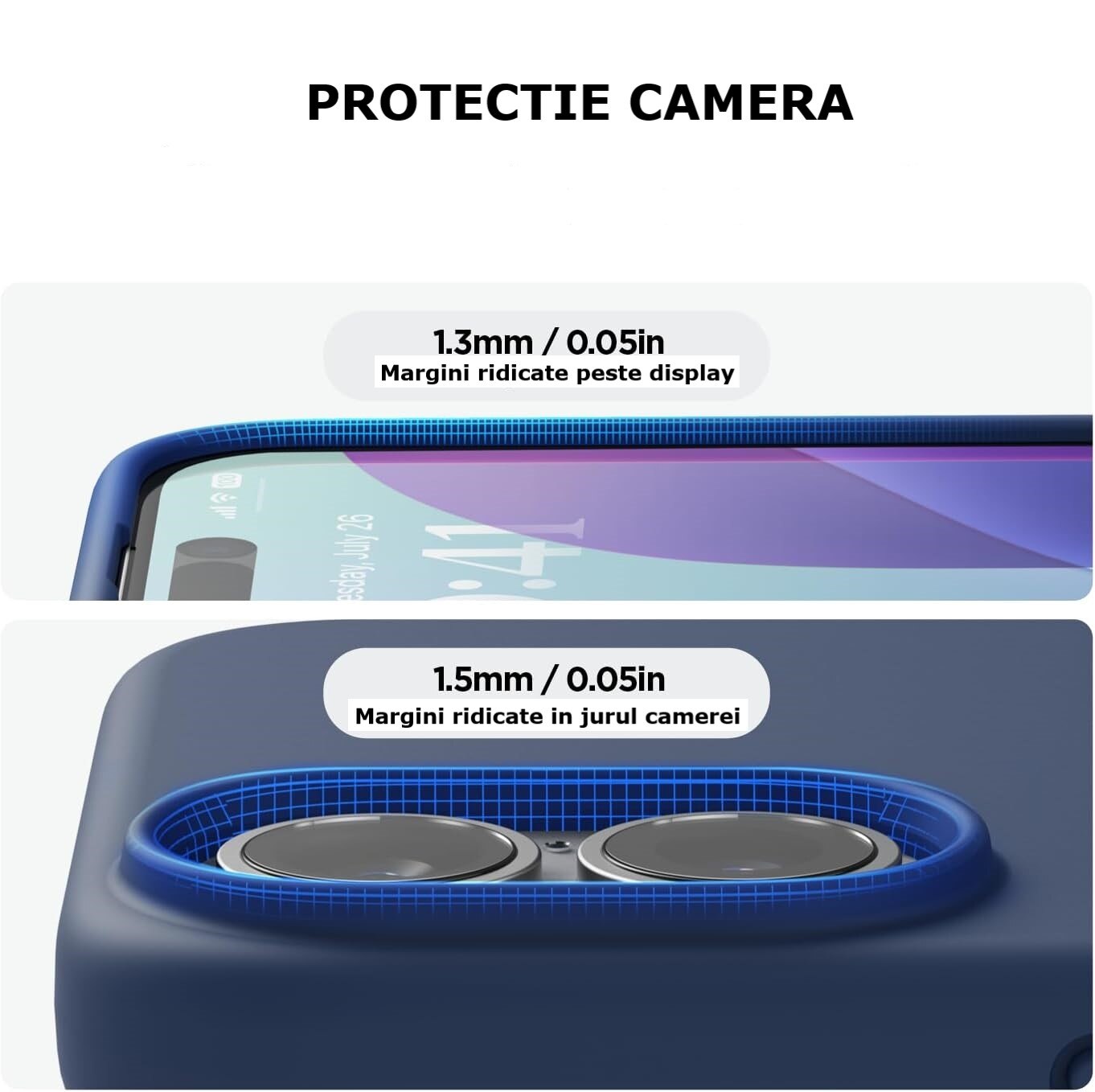 Husa protectie compatibila cu iPhone 17, ultra slim, silicon Bleumarin, interior din microfibra, PlanetPhone
