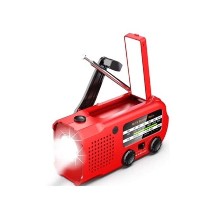 Radio portabil, 5000mah, alerta automata, rosu