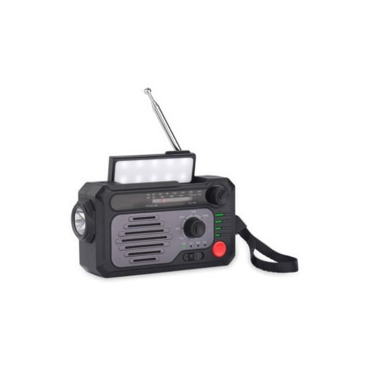 Radio de urgenta cu manivela si solar, FM87 108MHz AM520 1710KHz, multicolor