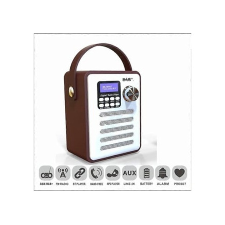 Radio portabil H6, Bluetooth, suport pentru card TF si flash disk, culoare lemn
