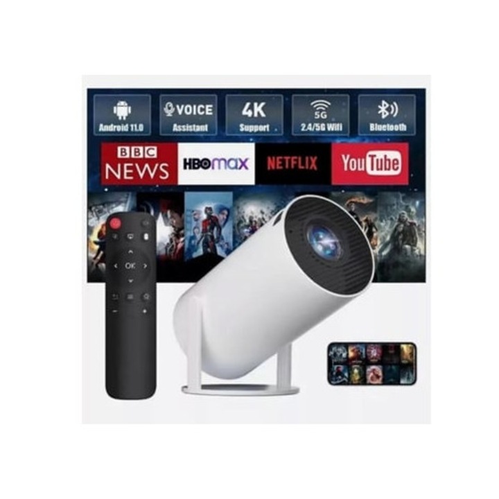 Videoproiector 5G 4K Smart LED WiFi Bluetooth HDMI USB Android Home Theater