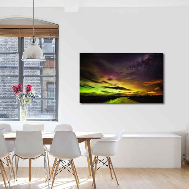 Tablou Canvas Luminos in intuneric VarioView LED Peisaj Apus in nord, 30 x 45 cm