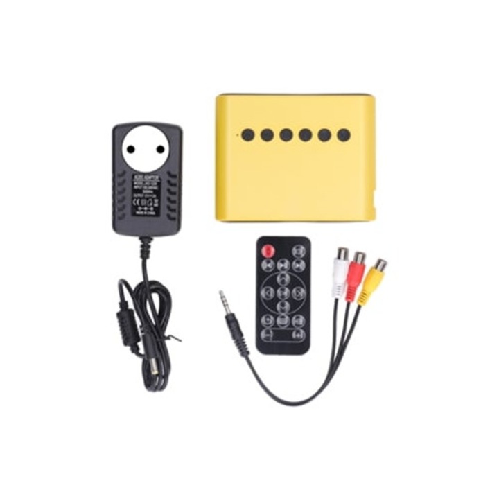 Videoproiector mini portabil HD, galben, pentru home theater, 100-240V