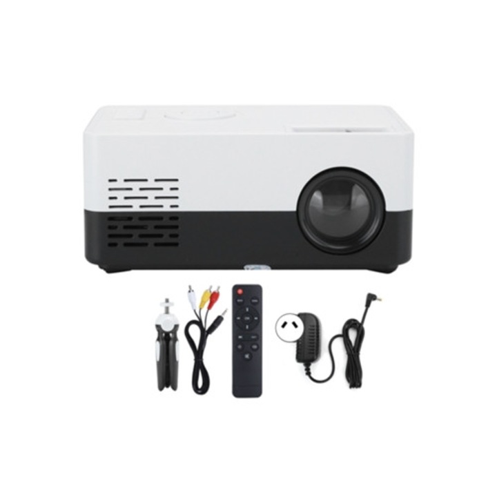 Videoproiector mini portabil, cu suport, alb-negru, 100-240V