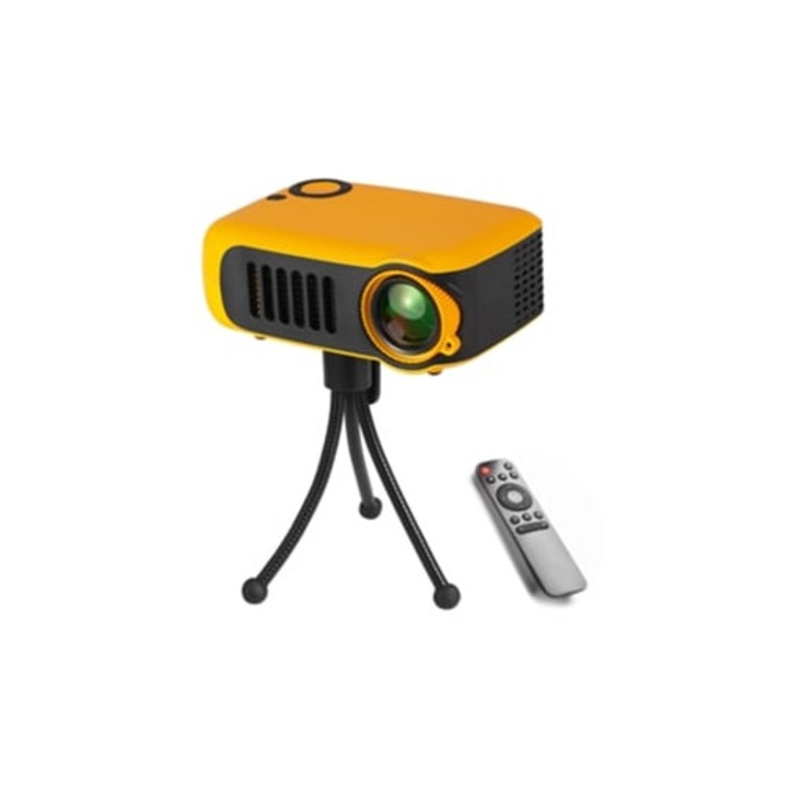 Мини проектор със стойка, оранжев, 5500 лумена