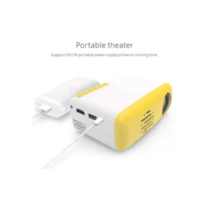 Videoproiector Mini LED HD 1080p cu suport pentru smartphone, PC, laptop, TV, boxa, USB, Aquaforge