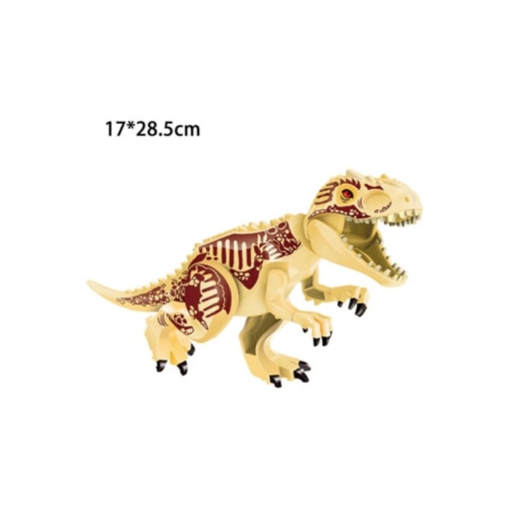 Dinoszaurusz figura, T Rex Indominus szett, nagy blokkok, bézs, gyerekpartira