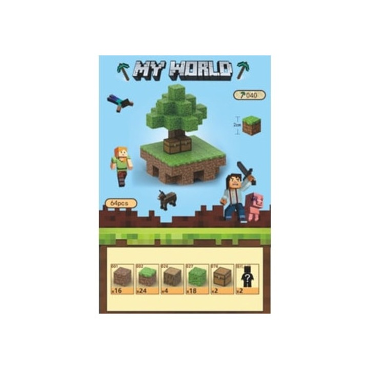 Строителен комплект Minecraft, 64 магнитни блока с 6 лица, Aquaforge, Небесен остров