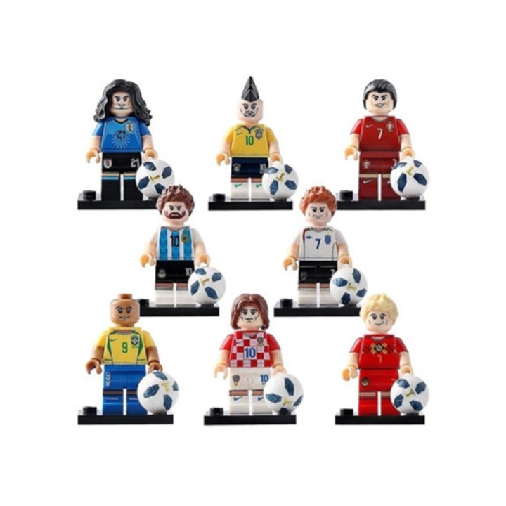 Set de constructie fotbal, Ronaldo, Messi, Beckham, Neymar, multicolor