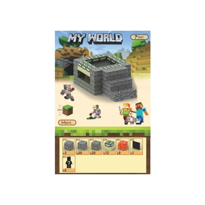 Комплект за изграждане на Minecraft, 64 магнитни блока Aquaforge, многоцветен