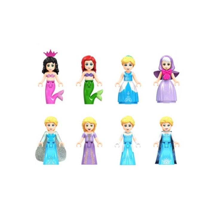 Set de constructie Disney Princess Anna Elsa Maleficent Aquaforge, 4 figurine