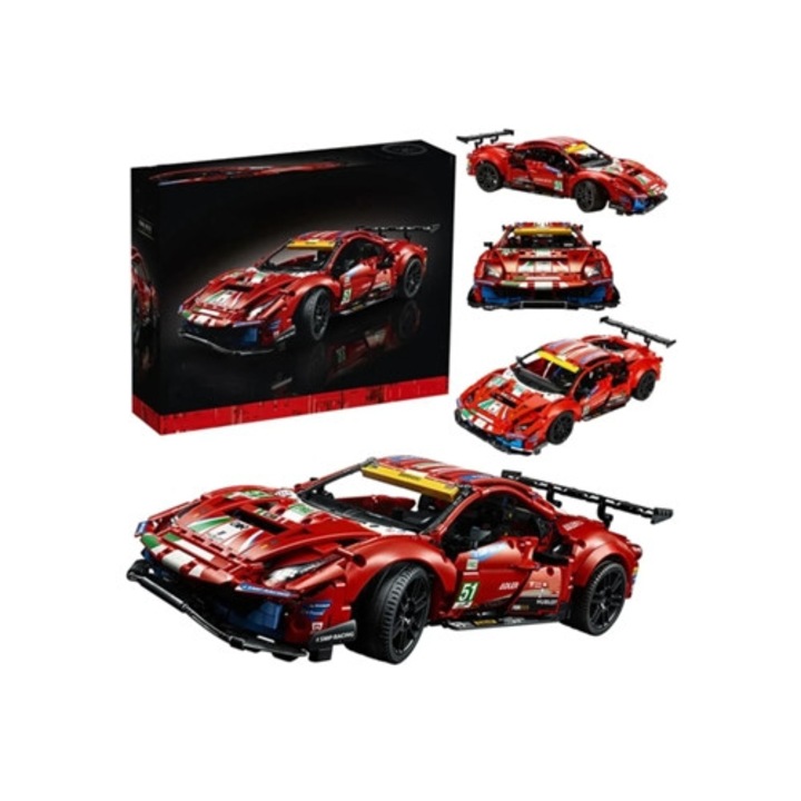 Set de constructie 1684x Supercar 488 Gte, vehicul sport, multicolor