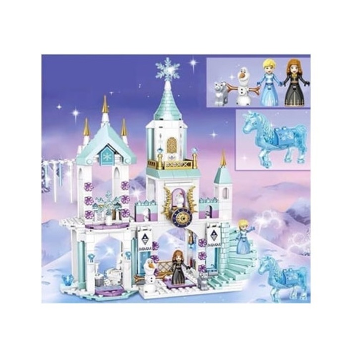 Set de constructie Castelul Printesei Anna si Elsa, pentru fete, 6-12 ani, Aquaforge