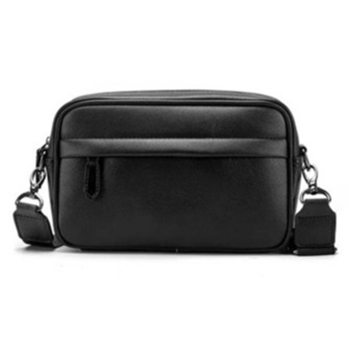 Könnyen tisztítható bőr és poliészter válltáska, mindennapi használatra, fekete