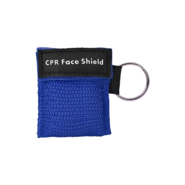 Masca CPR de prim ajutor cu supapa unidirectionala pe breloc, albastra
