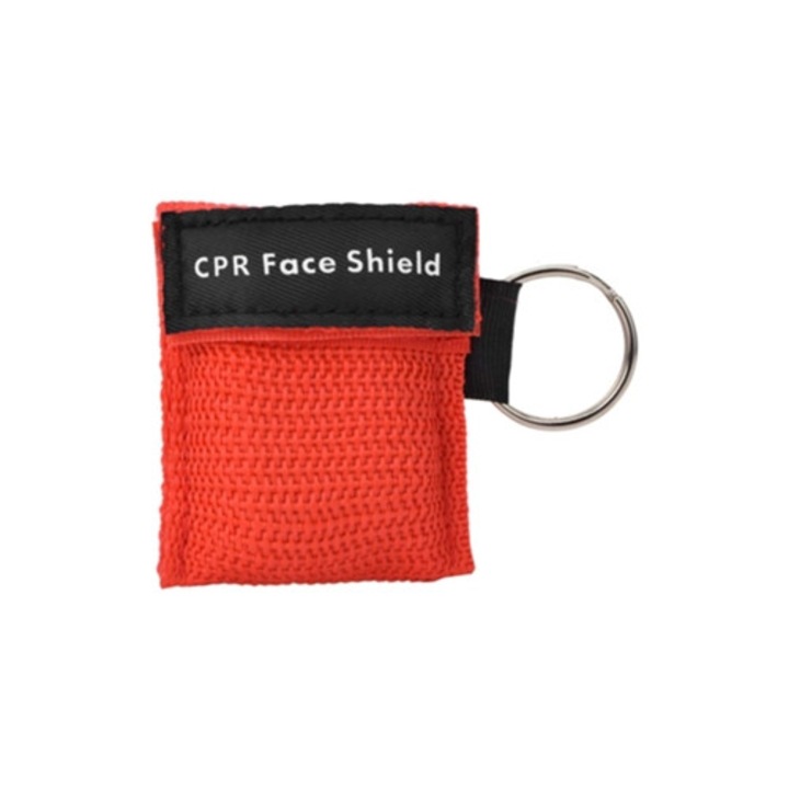 Masca de prim ajutor rosie cu supapa unidirectionala, pe breloc