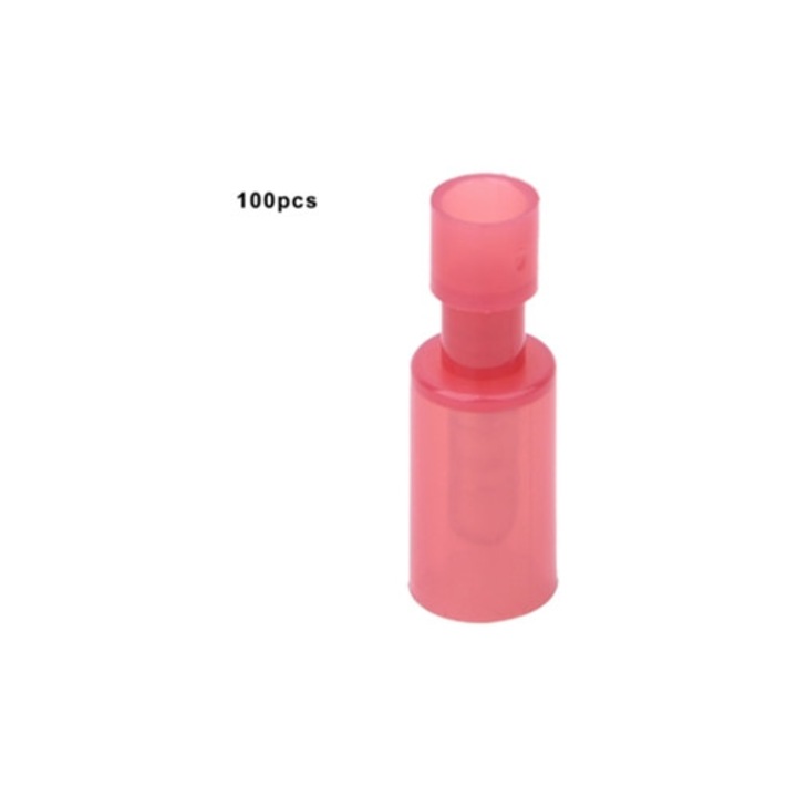 Комплект 100 конектора bullet мъжки 1.25mm 16AWG червен