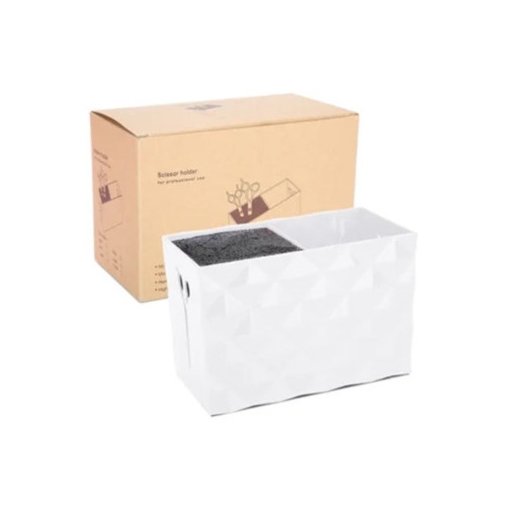 Cutie de depozitare frizerie coafura, alb, pentru foarfece, piepteni, cleme si machiaj